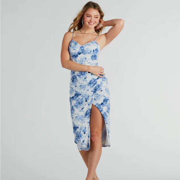 Charm Appeal Chiffon Floral Midi Dress - Picture 2 of 6